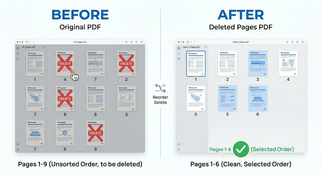 Delete or remove specific pages from a PDF file online for free